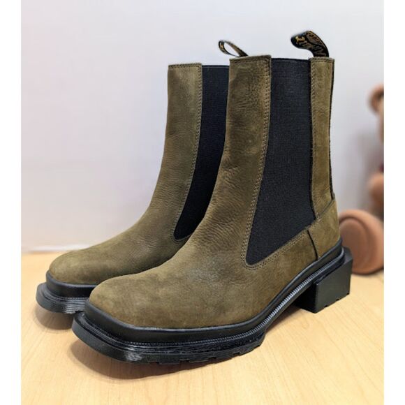Dr. Martens Maybole Olive Buttersoft Leather Tall Chelsea Boots UK 7 NWOT - Picture 3 of 13